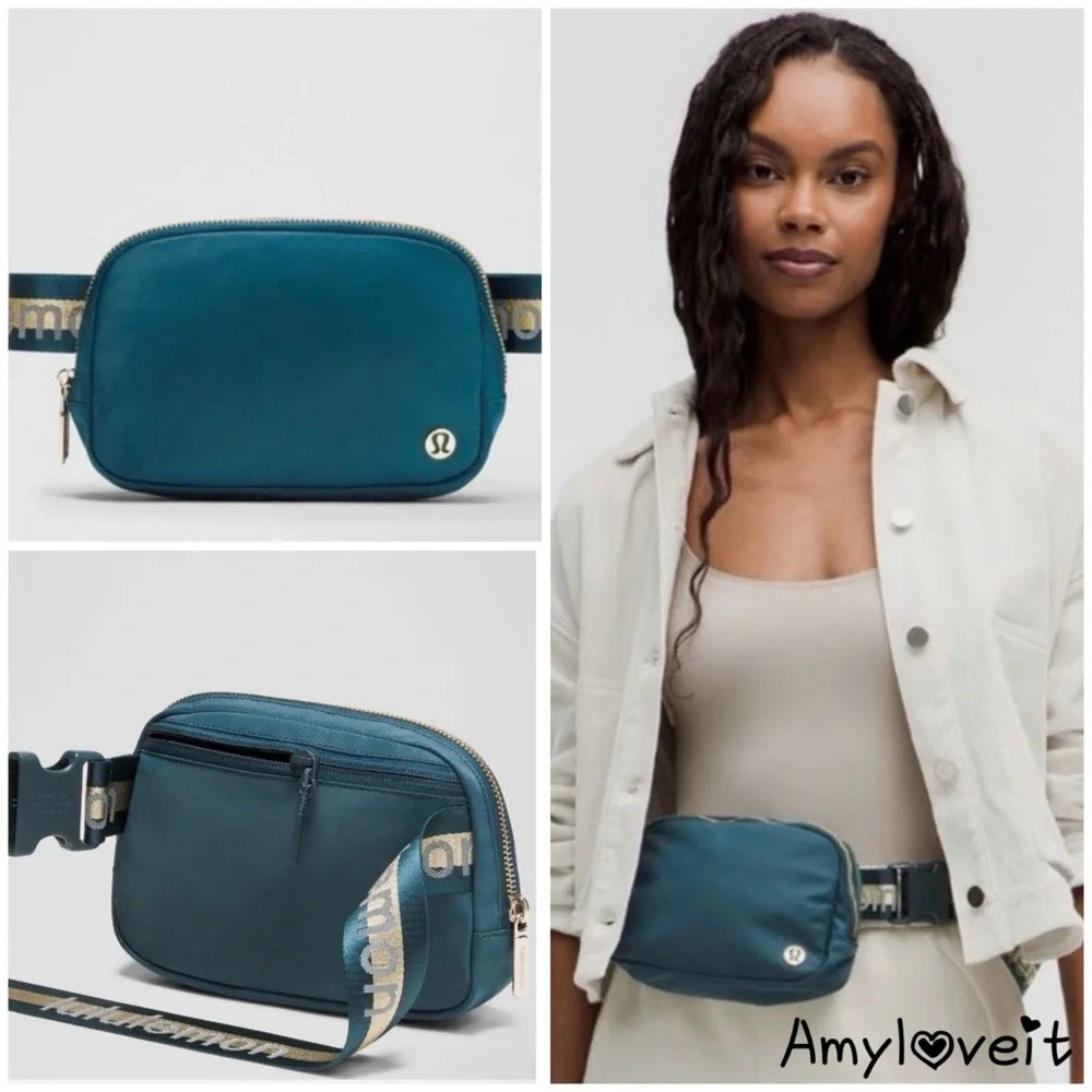 Lululemon Everywhere Belt Bag 1L Warp Teal/ Gold/ Bone