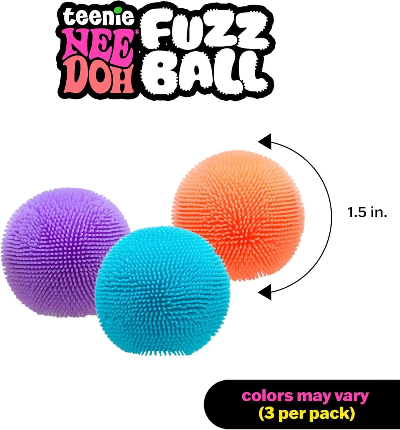 Needoh Teenie Fuzz Ball The Velvet Squeeze 3-Pack