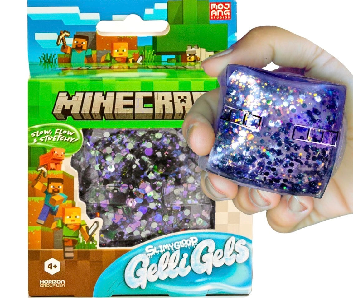 Minecraft SLIMYGLOOP® Gelli Gels Creeper or Enderman Glitter Squishy Sensory Toy, Squeeze Stress Toy for Kids & Teens, Satisfying Sugar Squish Fidget