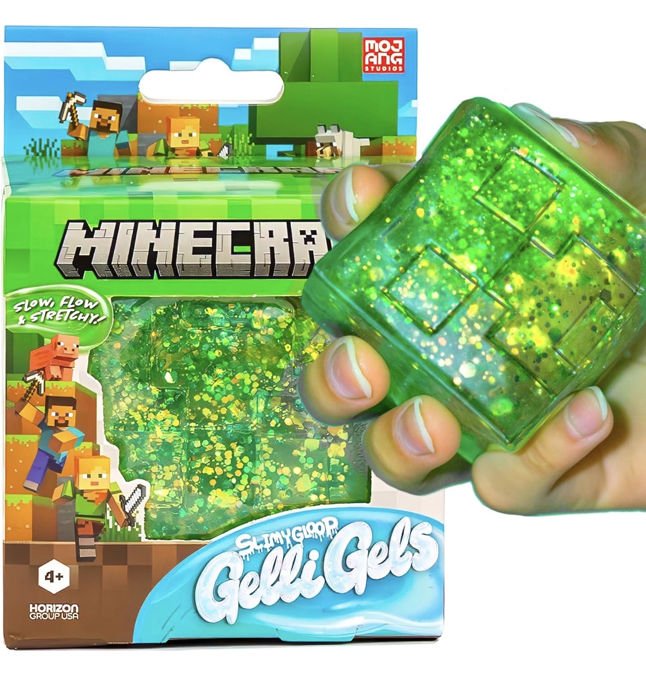 Minecraft SLIMYGLOOP® Gelli Gels Creeper or Enderman Glitter Squishy Sensory Toy, Squeeze Stress Toy for Kids & Teens, Satisfying Sugar Squish Fidget