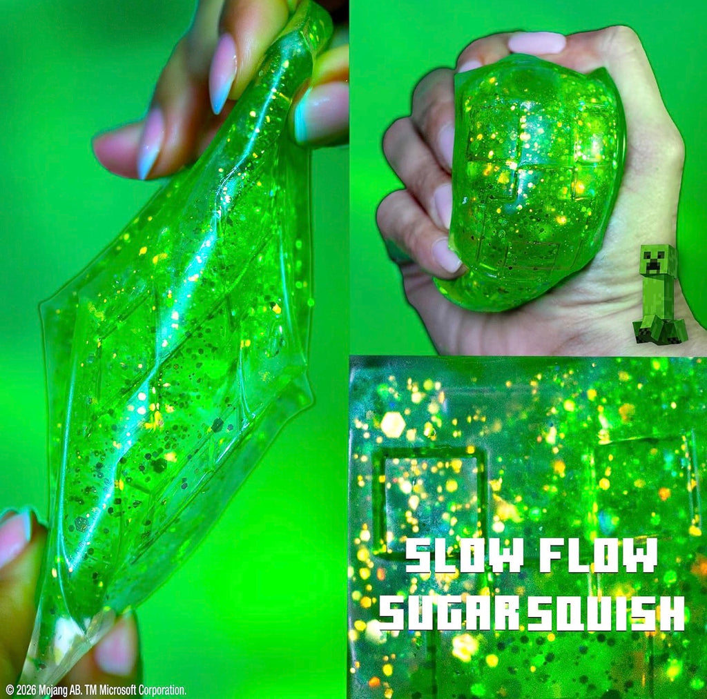 Minecraft SLIMYGLOOP® Gelli Gels Creeper or Enderman Glitter Squishy Sensory Toy, Squeeze Stress Toy for Kids & Teens, Satisfying Sugar Squish Fidget