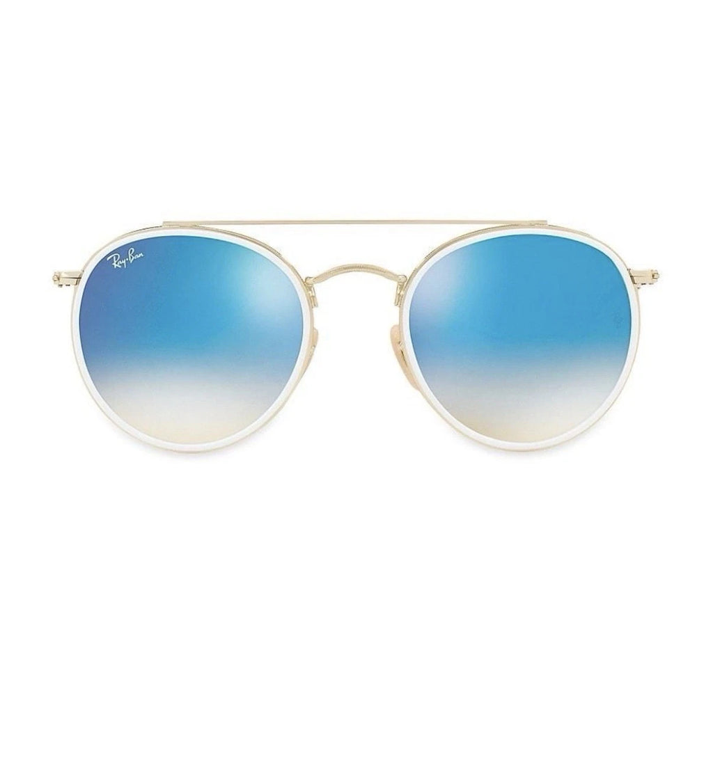 Ray-Ban 3547N 001/40 Gold Gradient Brown Mirror Blue Sunglasses