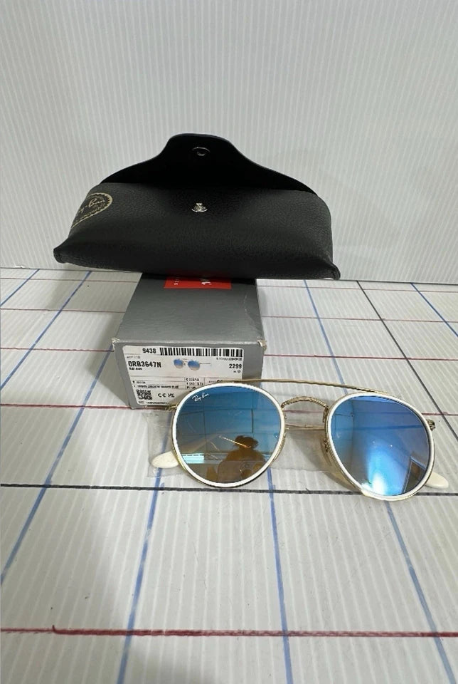 Ray-Ban 3547N 001/40 Gold Gradient Brown Mirror Blue Sunglasses