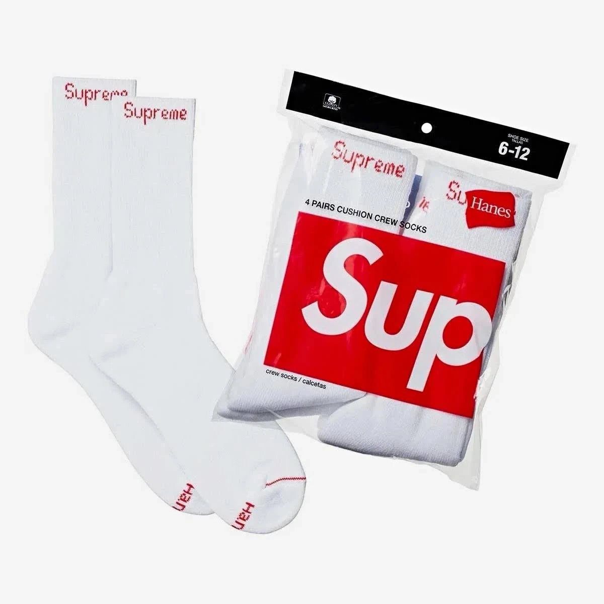 Supreme Hanes Crew Socks Single Pair - White