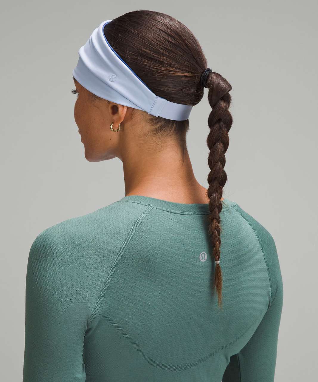 Lululemon Womens Nulu Wide Reversible Headband Blue Linen / Pitch Blue